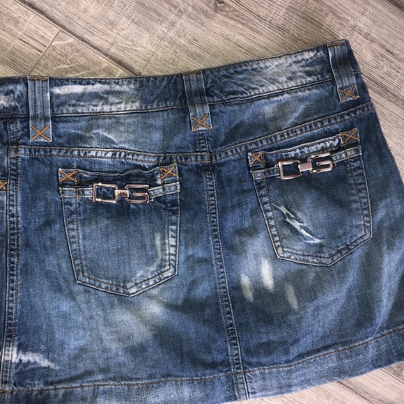 Dolce and gabbana skirt jean denim silver accent